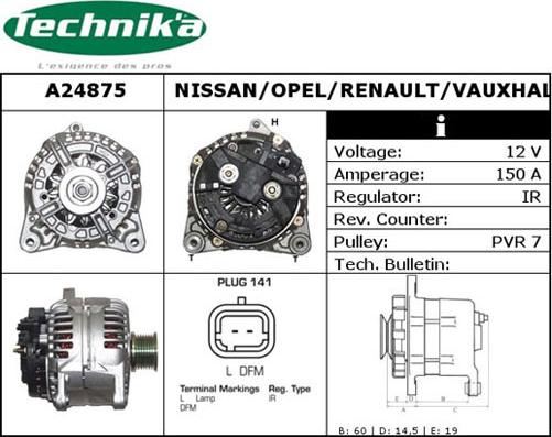 Technika A24875 - Alternator autospares.lv