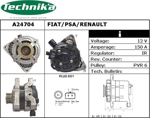 Technika A24704 - Alternator autospares.lv