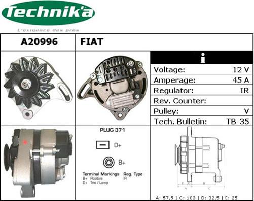 Technika A20996 - Alternator autospares.lv