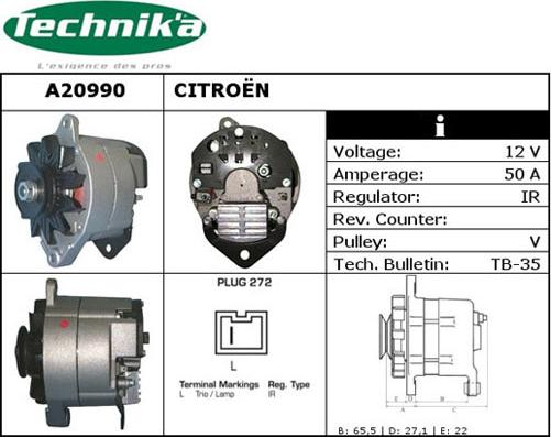 Technika A20990 - Alternator autospares.lv