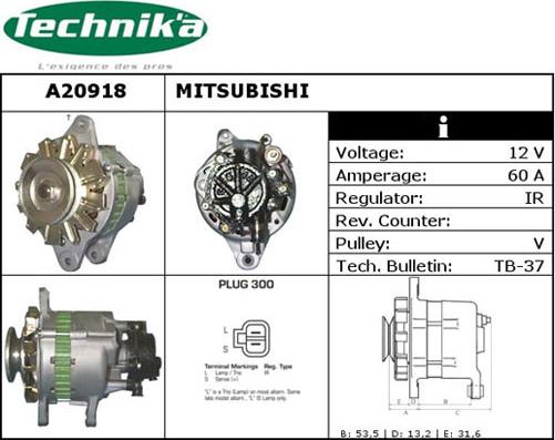 Technika A20918 - Alternator autospares.lv