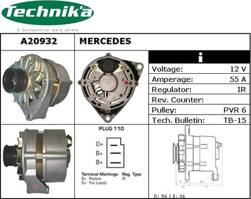 Technika A20932 - Alternator autospares.lv