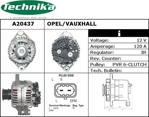 Technika A20437 - Alternator autospares.lv