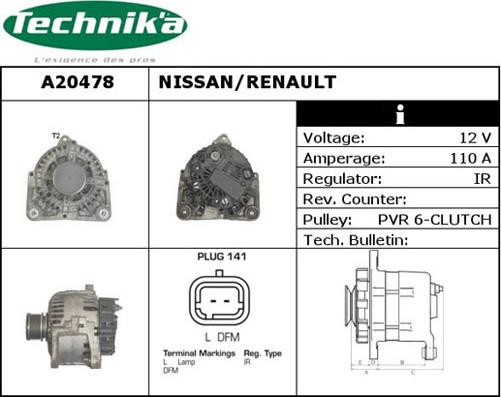 Technika A20478 - Alternator autospares.lv