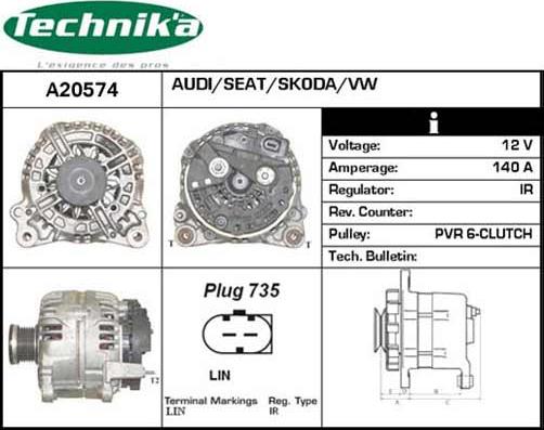 Technika A20574 - Alternator autospares.lv