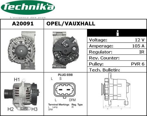 Technika A20091 - Alternator autospares.lv