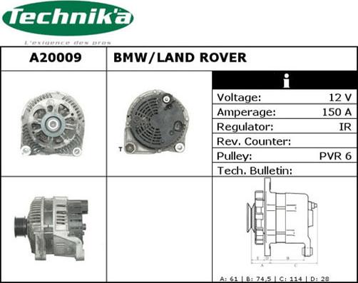 Technika A20009 - Alternator autospares.lv