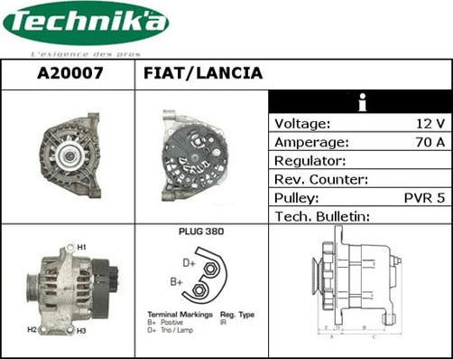 Technika A20007 - Alternator autospares.lv