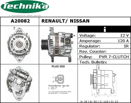 Technika A20082 - Alternator autospares.lv