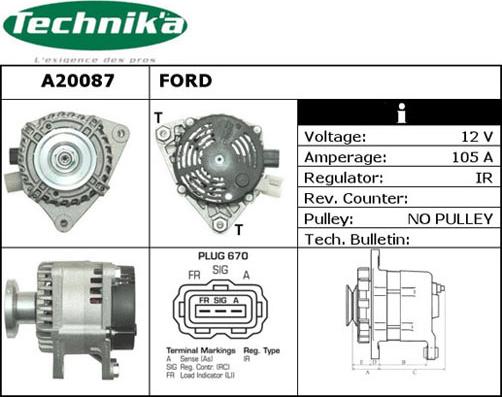 Technika A20087 - Alternator autospares.lv