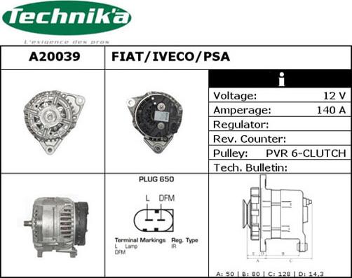 Technika A20039 - Alternator autospares.lv