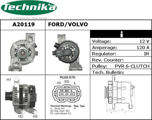 Technika A20119 - Alternator autospares.lv