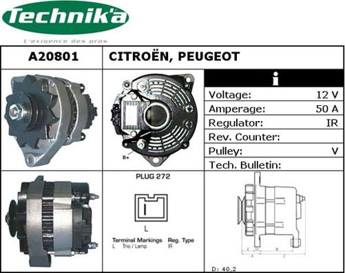 Technika A20801 - Alternator autospares.lv