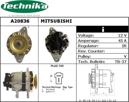 Technika A20836 - Alternator autospares.lv