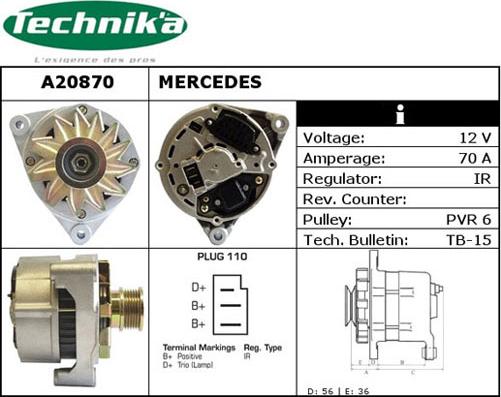 Technika A20870 - Alternator autospares.lv