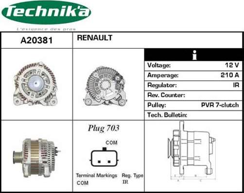 Technika A20381 - Alternator autospares.lv