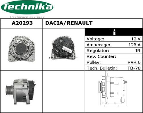 Technika A20293 - Alternator autospares.lv