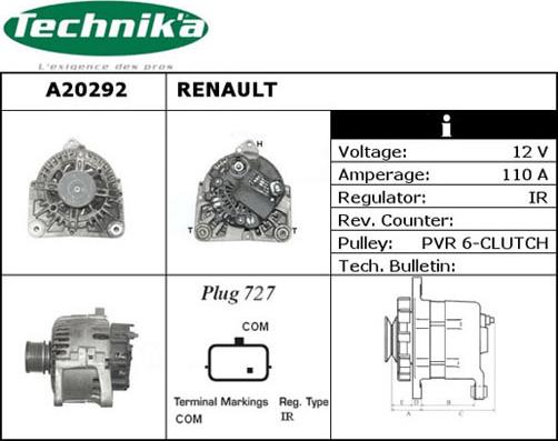 Technika A20292 - Alternator autospares.lv