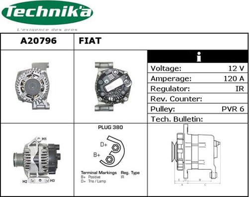 Technika A20796 - Alternator autospares.lv