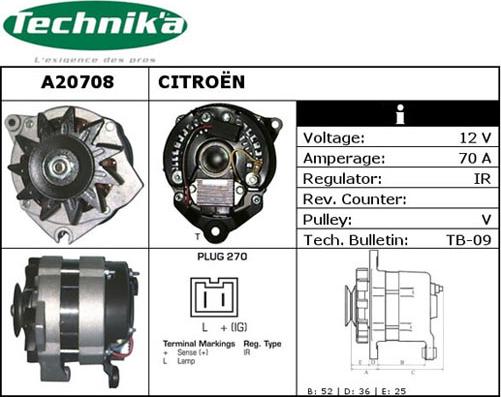 Technika A20708 - Alternator autospares.lv