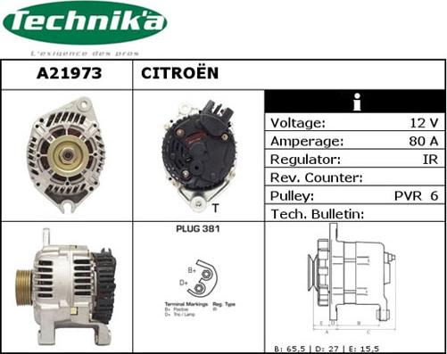 Technika A21973 - Alternator autospares.lv