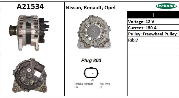 Technika A21534 - Alternator autospares.lv