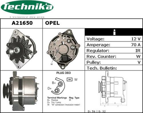 Technika A21650 - Alternator autospares.lv