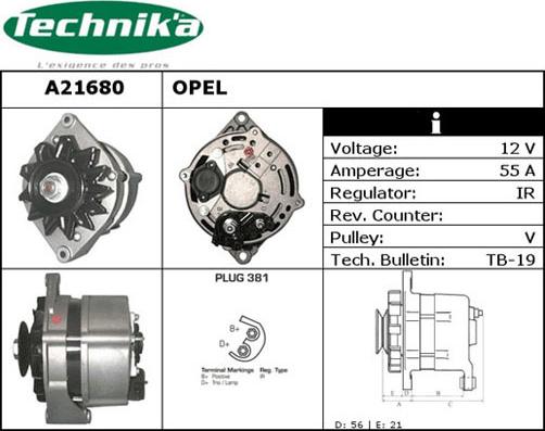 Technika A21680 - Alternator autospares.lv