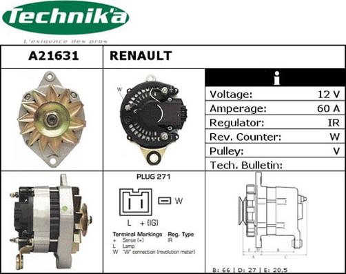 Technika A21631 - Alternator autospares.lv