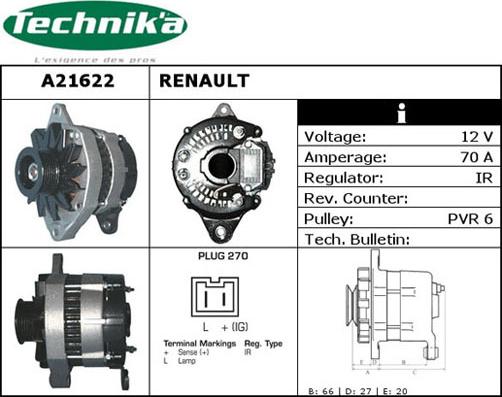 Technika A21622 - Alternator autospares.lv