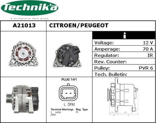 Technika A21013 - Alternator autospares.lv