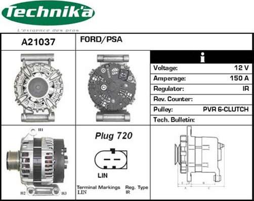 Technika A21037 - Alternator autospares.lv