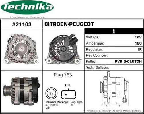 Technika A21103 - Alternator autospares.lv