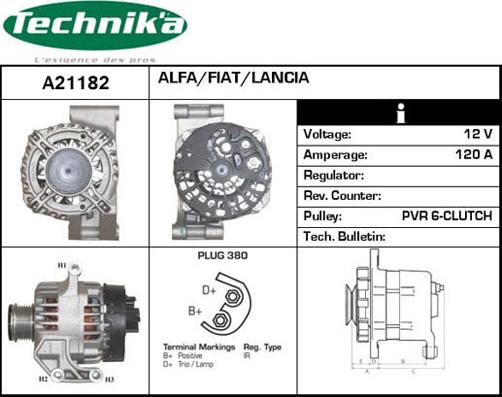 Technika A21182 - Alternator autospares.lv