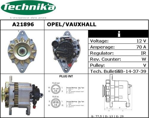 Technika A21896 - Alternator autospares.lv