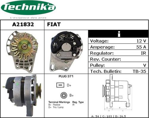 Technika A21832 - Alternator autospares.lv