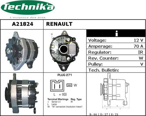 Technika A21824 - Alternator autospares.lv