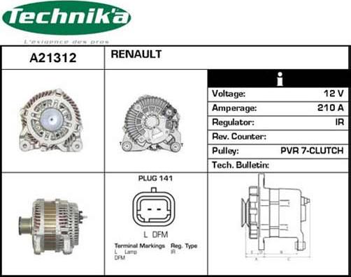 Technika A21312 - Alternator autospares.lv