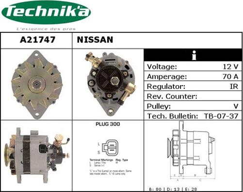 Technika A21747 - Alternator autospares.lv