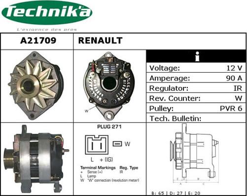 Technika A21709 - Alternator autospares.lv