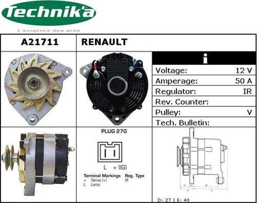 Technika A21711 - Alternator autospares.lv