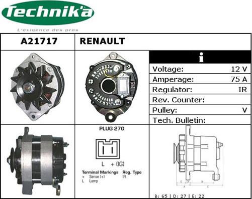 Technika A21717 - Alternator autospares.lv