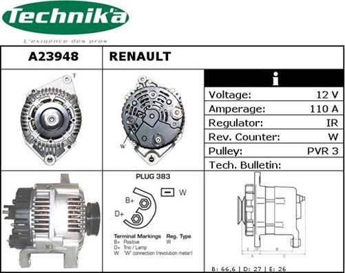 Technika A23948 - Alternator autospares.lv