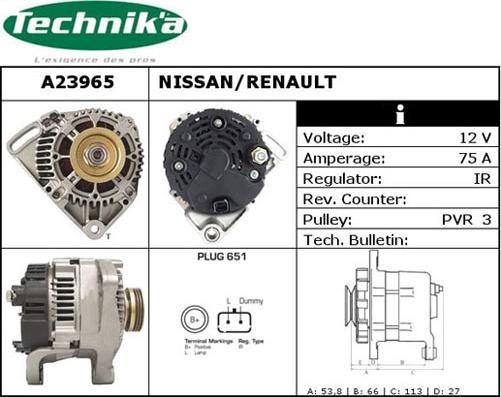 Technika A23965 - Alternator autospares.lv