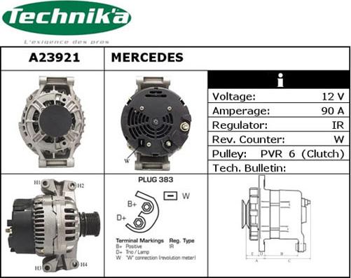 Technika A23921 - Alternator autospares.lv