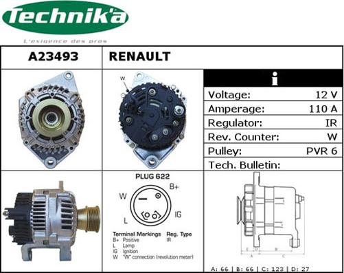 Technika A23493 - Alternator autospares.lv