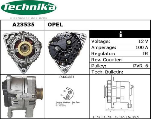 Technika A23535 - Alternator autospares.lv