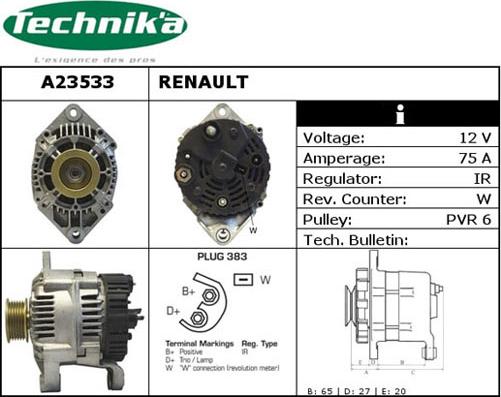 Technika A23533 - Alternator autospares.lv