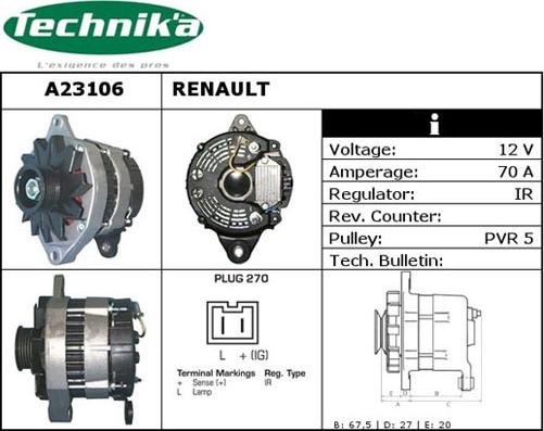 Technika A23106 - Alternator autospares.lv