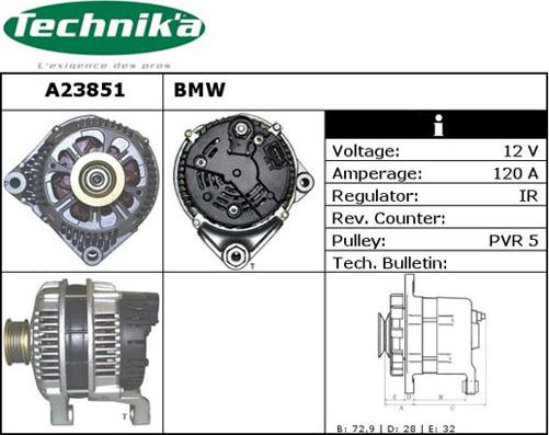 Technika A23851 - Alternator autospares.lv